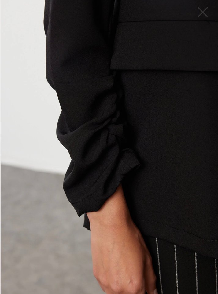 Siyah Kadın Ofis Blazeri Notched Yaka - Görsel 2