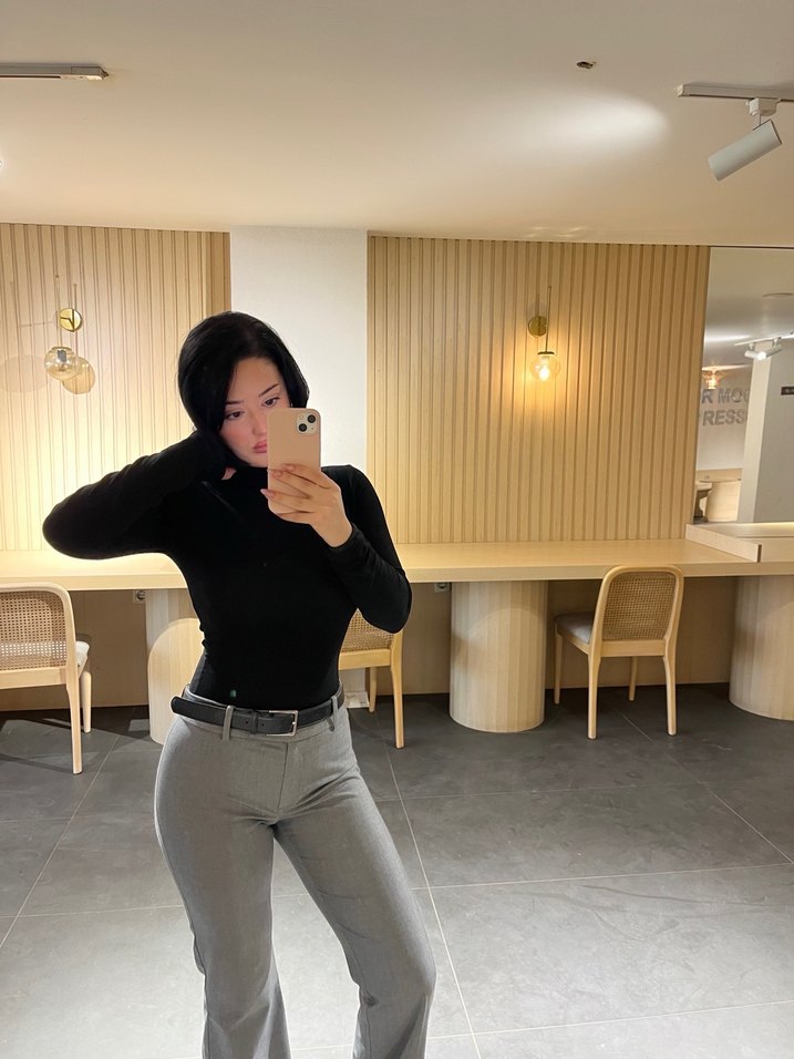 Açık gri kumaş pantolon düşük bel - Görsel 2