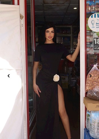 Siyah Dar Kesim Midi Elbise - Görsel 2