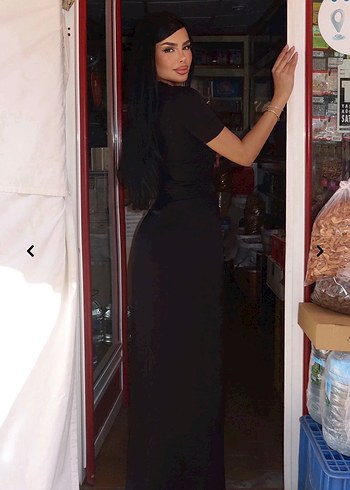 Siyah Dar Kesim Midi Elbise - Görsel 3