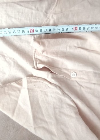 Beyaz Düğmeli Keten Kadın Gömlek - Görsel 2