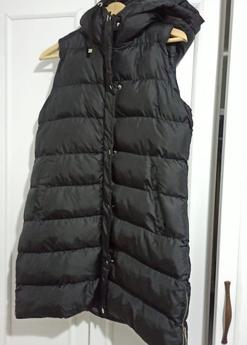 Düğmeli Siyah Kadın Midi Yelek - Görsel 2