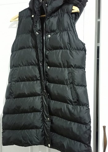 Düğmeli Siyah Kadın Midi Yelek - Görsel 3