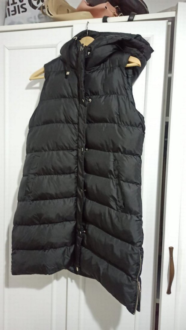 Düğmeli Siyah Kadın Midi Yelek - Görsel 2