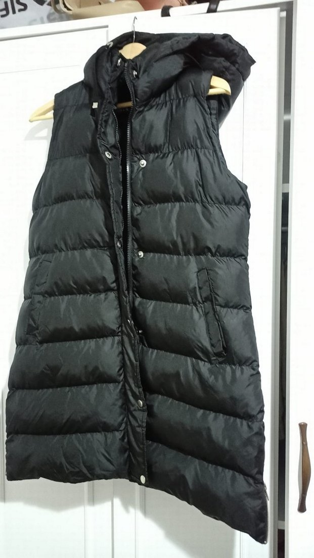 Düğmeli Siyah Kadın Midi Yelek - Görsel 3