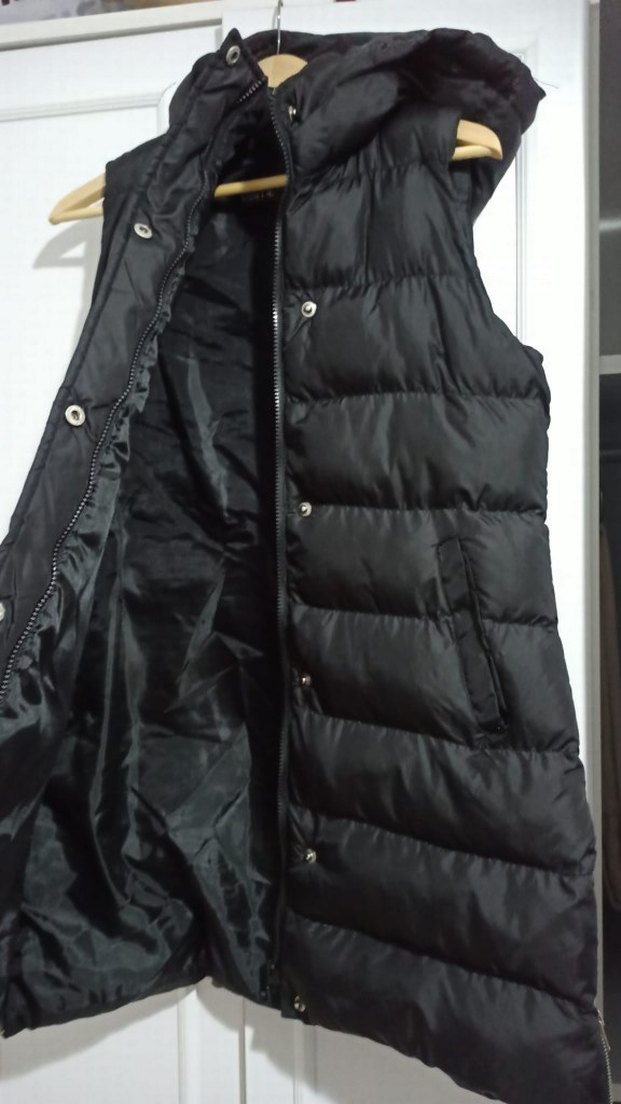 Düğmeli Siyah Kadın Midi Yelek - Görsel 4