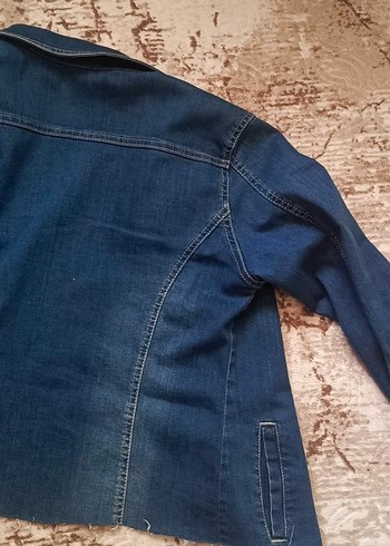 Düğmeli Mavi Kadın Kot Ceket - Görsel 2