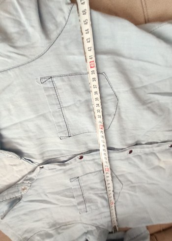 Gri Denim Uzun Kollu Kadın Tulum - Görsel 4