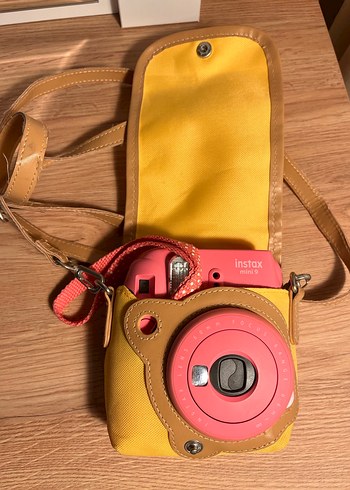 Pastel sarı çantalı pembe Instax Mini 9 Film Kamera