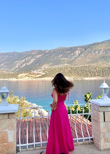 Trendyol & Milla Pembe Uzun Drapeli Elbise