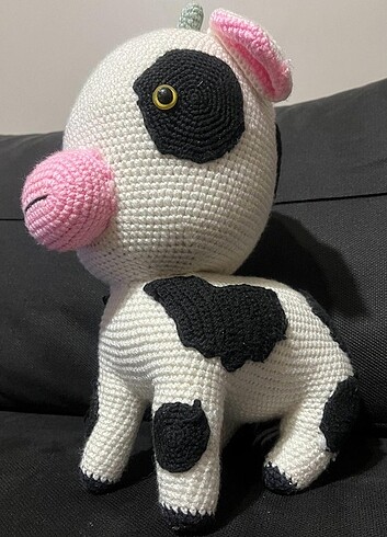 AMİGURUMİ OYUNCAK İNEK 25cm - Görsel 3