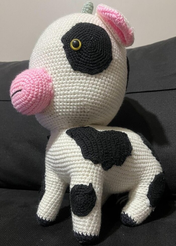 AMİGURUMİ OYUNCAK İNEK 25cm - Görsel 3