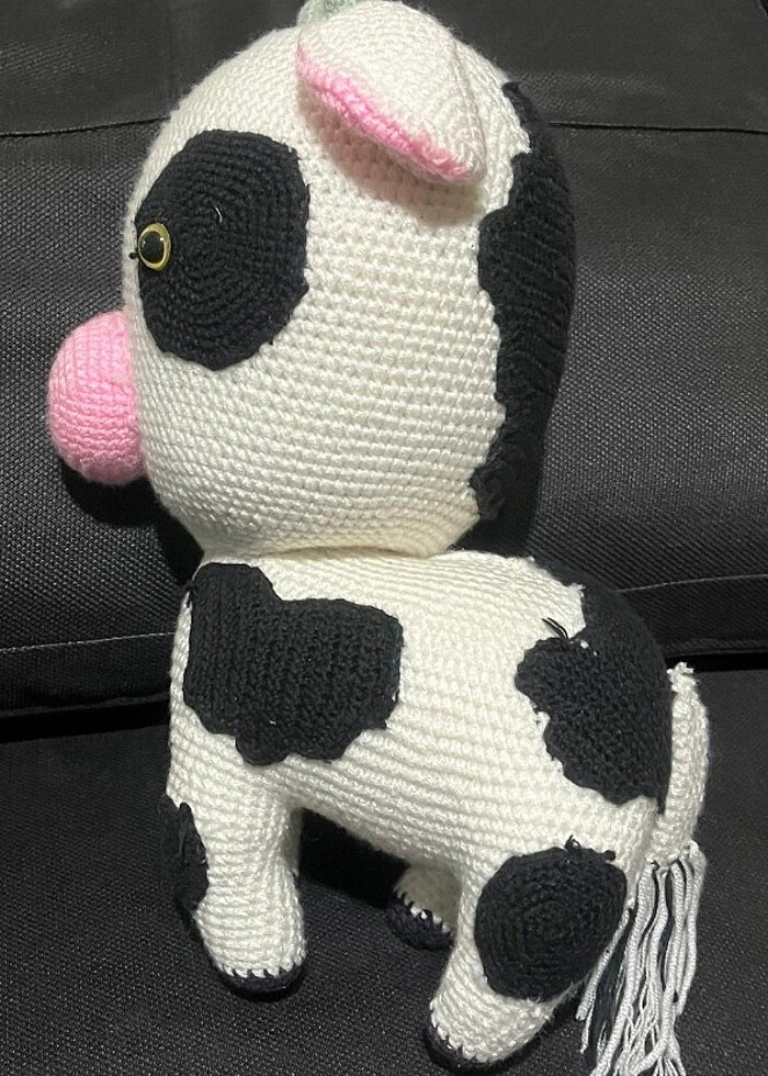 AMİGURUMİ OYUNCAK İNEK 25cm - Görsel 5
