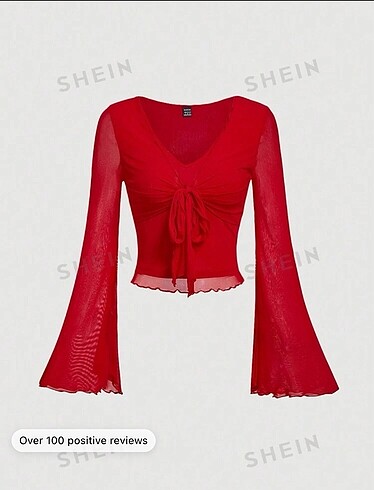 SHEIN Shein Y2k Kırmızı Fırfırlı Bluz