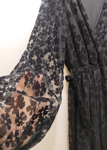 44 Beden Siyah Dantel Detaylı Uzun Gotik Elbise