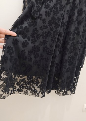 44 Beden siyah Renk Siyah Dantel Detaylı Uzun Gotik Elbise