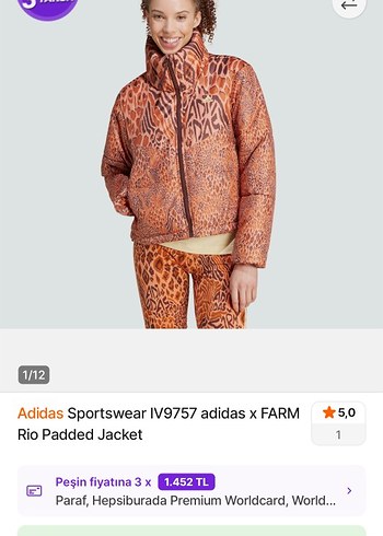 adidas Farm padded Kadın Turuncu Kısa Mont - Görsel 2