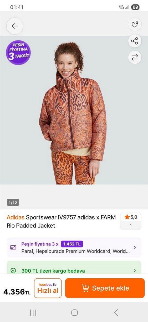 adidas Farm padded Kadın Turuncu Kısa Mont - Görsel 2