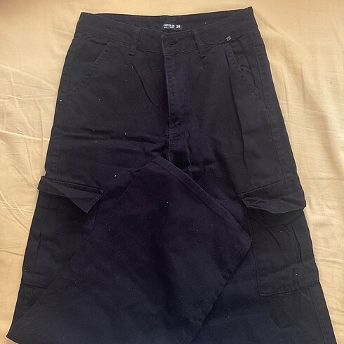 düz siyah baggy kargo pantolon
