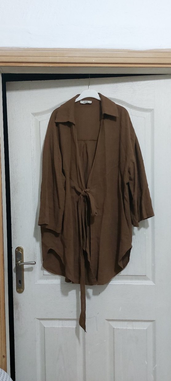 Bohem Tarzda kahve Midi Kadın hırka - Görsel 3