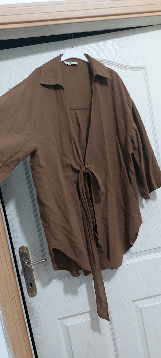 Bohem Tarzda kahve Midi Kadın hırka - Görsel 2