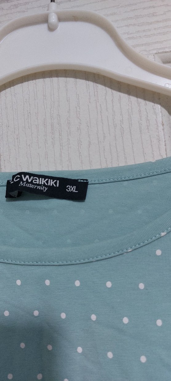 Düğmeli Mavi Hamile Tişörtü - Görsel 2