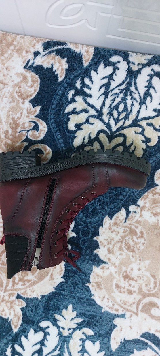 Bordo Bağcıklı Kadın Goth Botu - Görsel 2