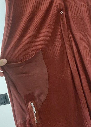 kiremit Uzun Keten Kadın Kaban - Görsel 2