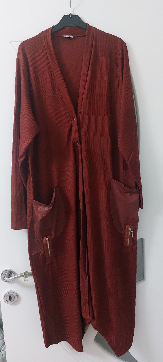 kiremit Uzun Keten Kadın Kaban - Görsel 4