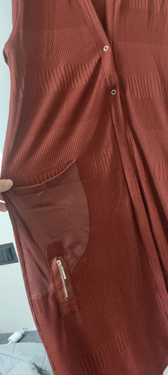 kiremit Uzun Keten Kadın Kaban - Görsel 2