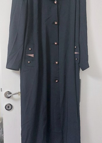 Düğmeli Siyah Uzun Kadın Kaban - Görsel 3