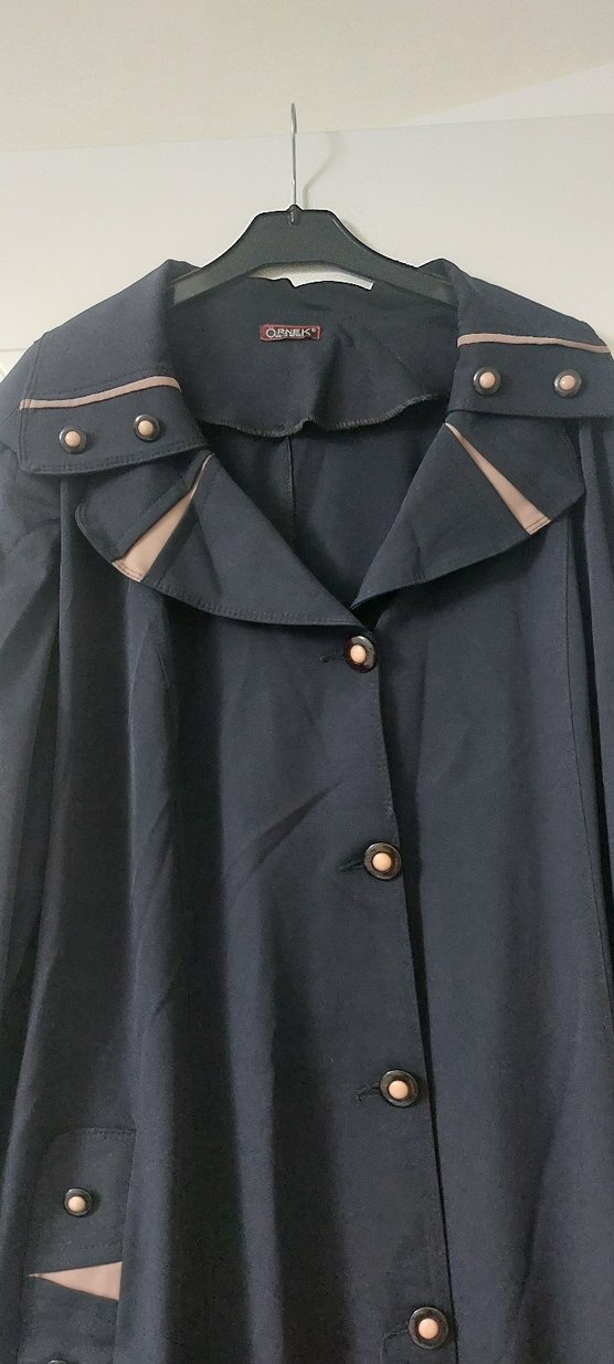 Düğmeli Siyah Uzun Kadın Kaban - Görsel 2