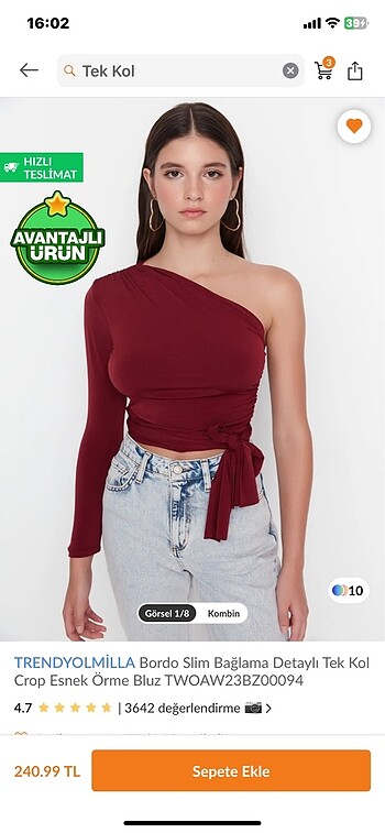 Trendyolmilla tek kol bluz