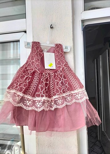 Diğer Dantel Detaylı Pembe Kız Çocuk Elbise
