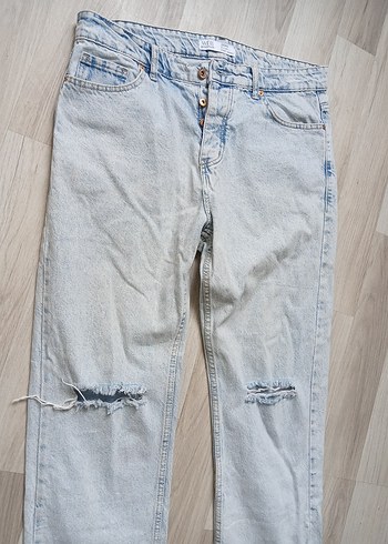 Mavi Baggy Dizden Yırtık Detaylı Denim Pantolon - Görsel 4