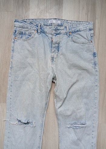 Mavi Baggy Dizden Yırtık Detaylı Denim Pantolon - Görsel 2