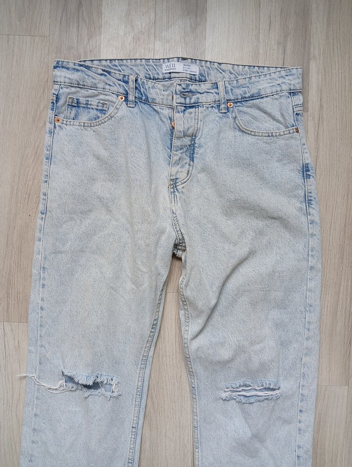 Mavi Baggy Dizden Yırtık Detaylı Denim Pantolon - Görsel 2