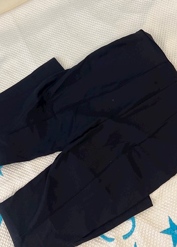 36 Beden Kadın Siyah Kumaş tayt Pantolon Elastik Bel