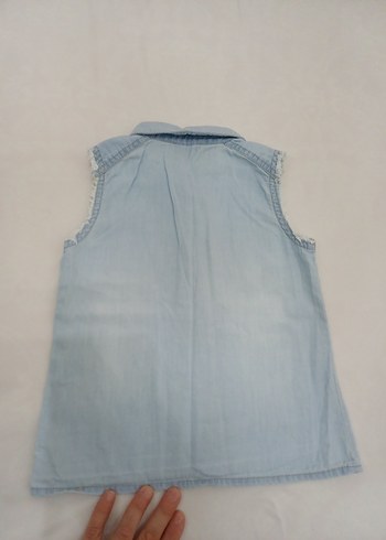 Kız Çocuk Mavi Denim Düğmeli Yelek - Görsel 5
