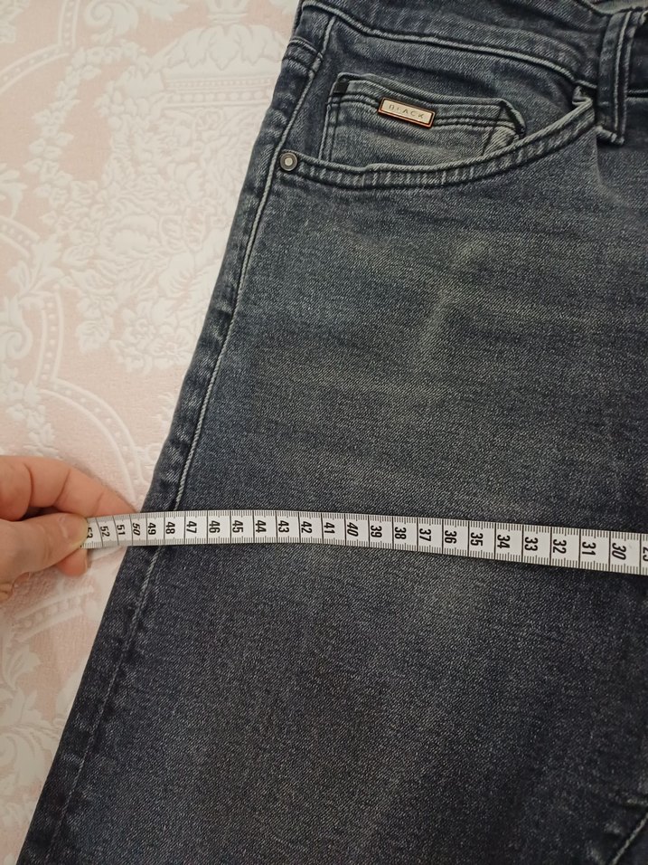 Gri Düğmeli Erkek Denim Pantolon - Görsel 4