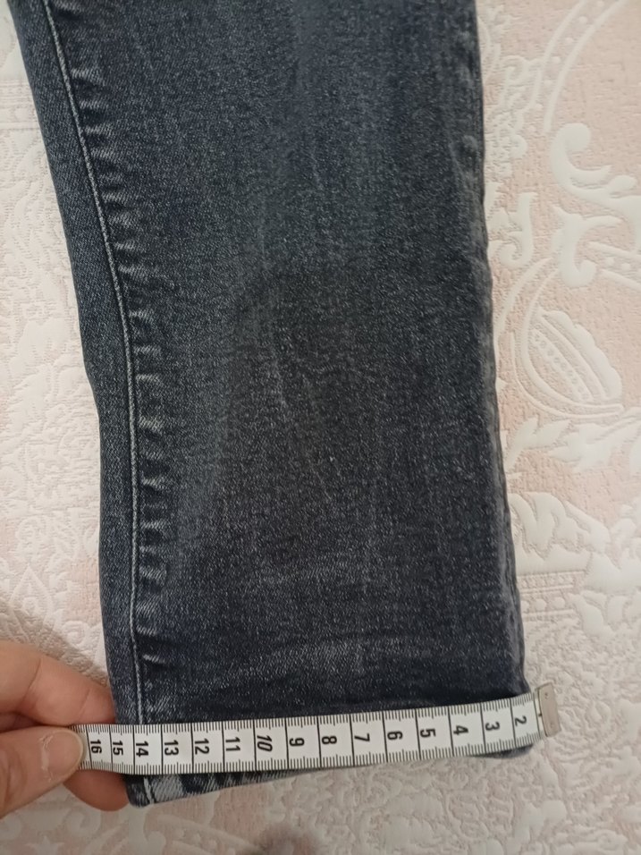 Gri Düğmeli Erkek Denim Pantolon - Görsel 3