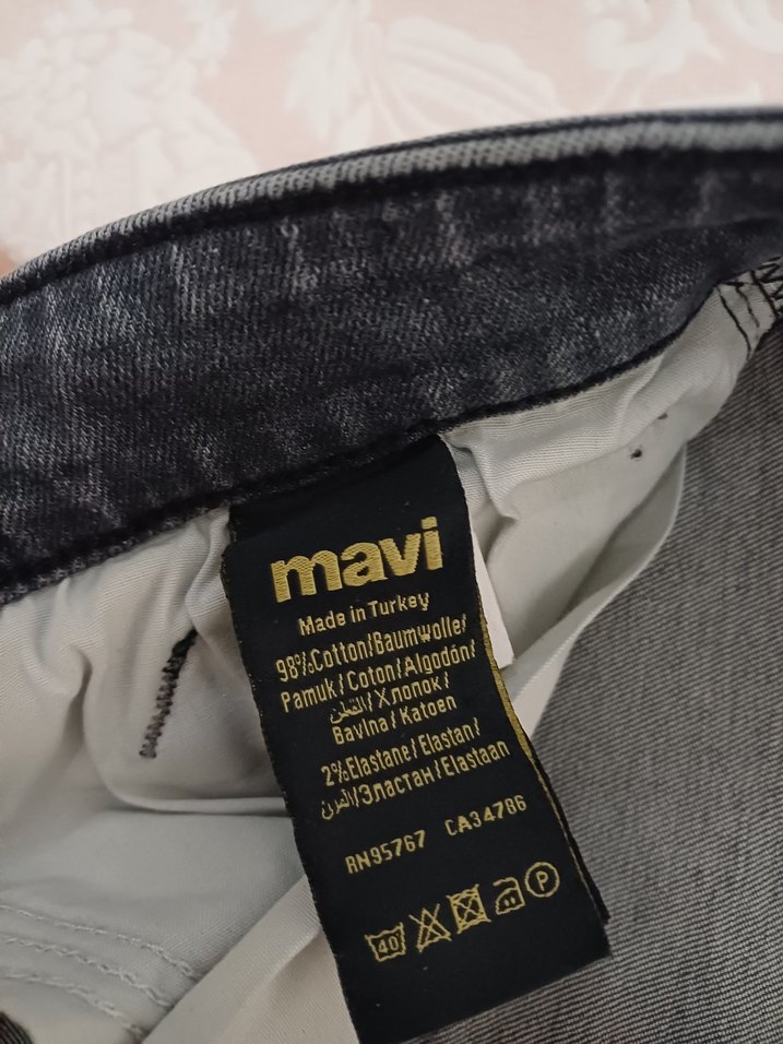 Gri Düğmeli Erkek Denim Pantolon - Görsel 5