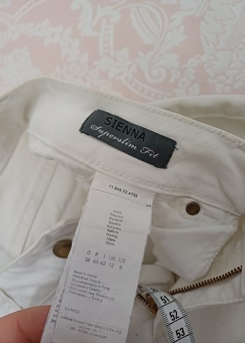 Beyaz Kadın Denim Pantolon, Normal Boy, Fermuarlı - Görsel 6