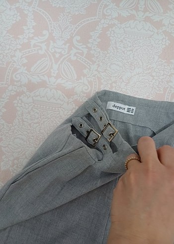 Gri Kemerli Kadın Pantolon - Görsel 7