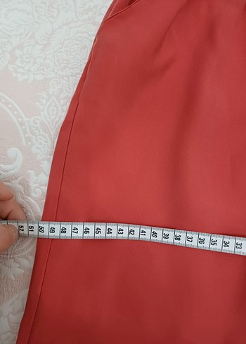 Düğmeli Kırmızı Rahat Kesim Kadın Kumaş Pantolon - Görsel 3