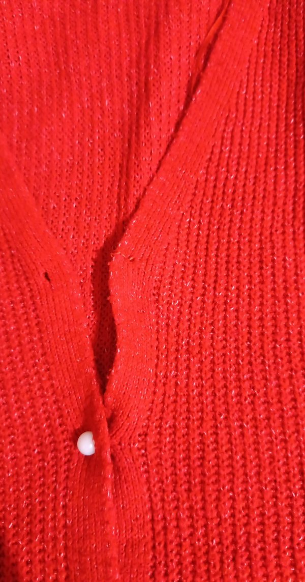 Kırmızı Örgü Salaş Kadın Hırka - Görsel 2