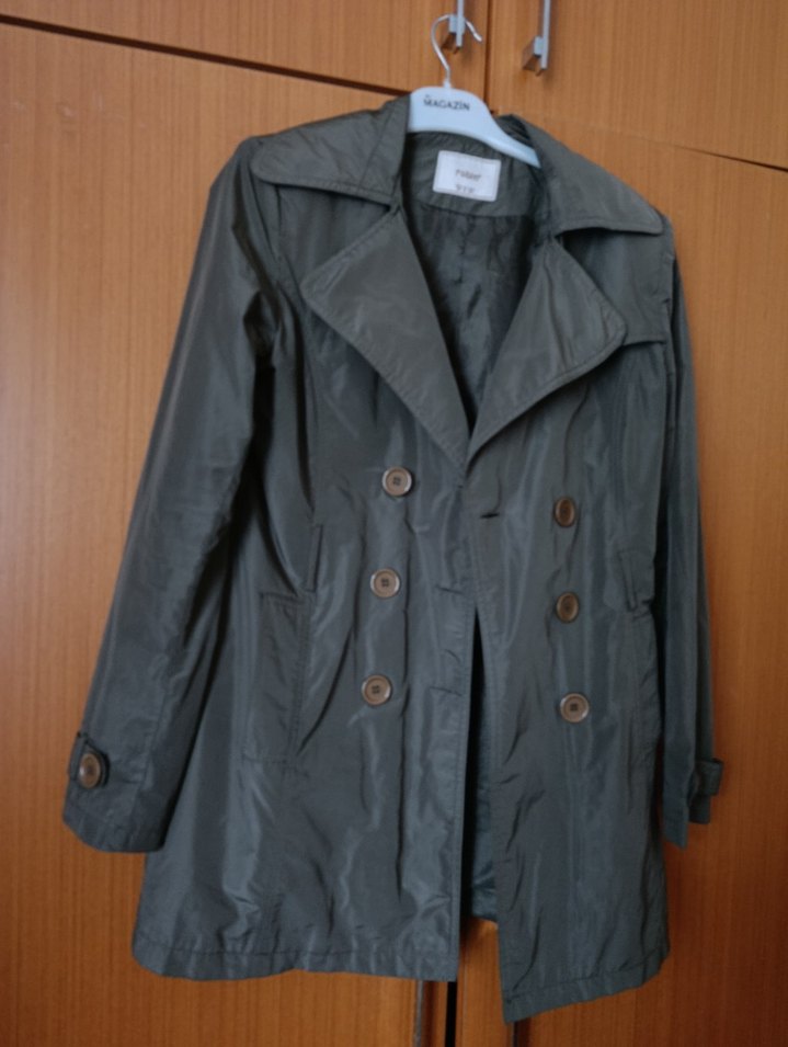 haki Düğmeli Kadın Trençkot - Görsel 2