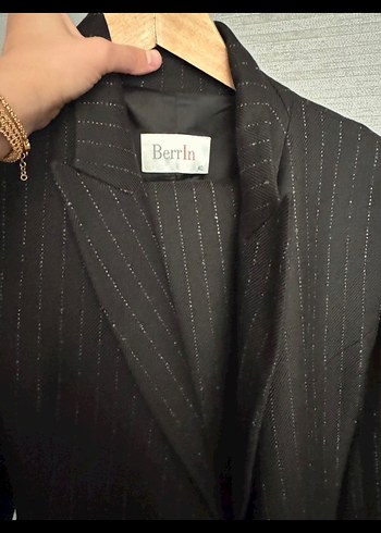 Kemerli Siyah Kadın Blazer Ceket takım - Görsel 3