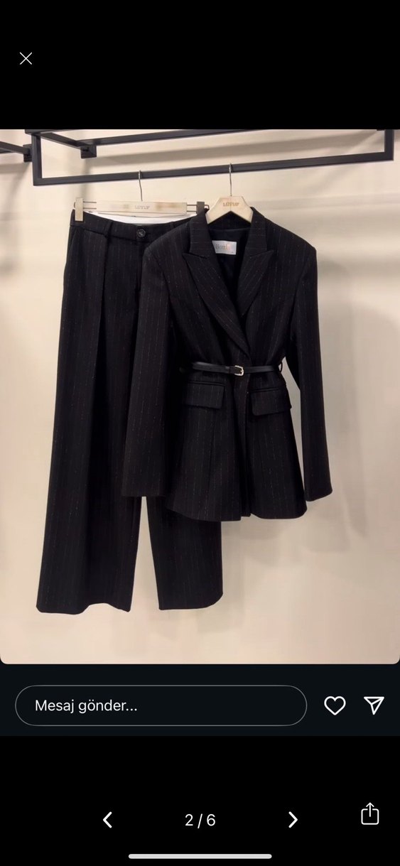 Kemerli Siyah Kadın Blazer Ceket takım - Görsel 2