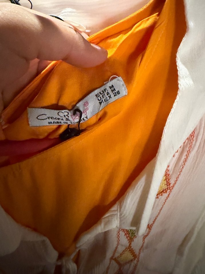 Nakışlı Beyaz Bohem Uzun Elbise - Görsel 4